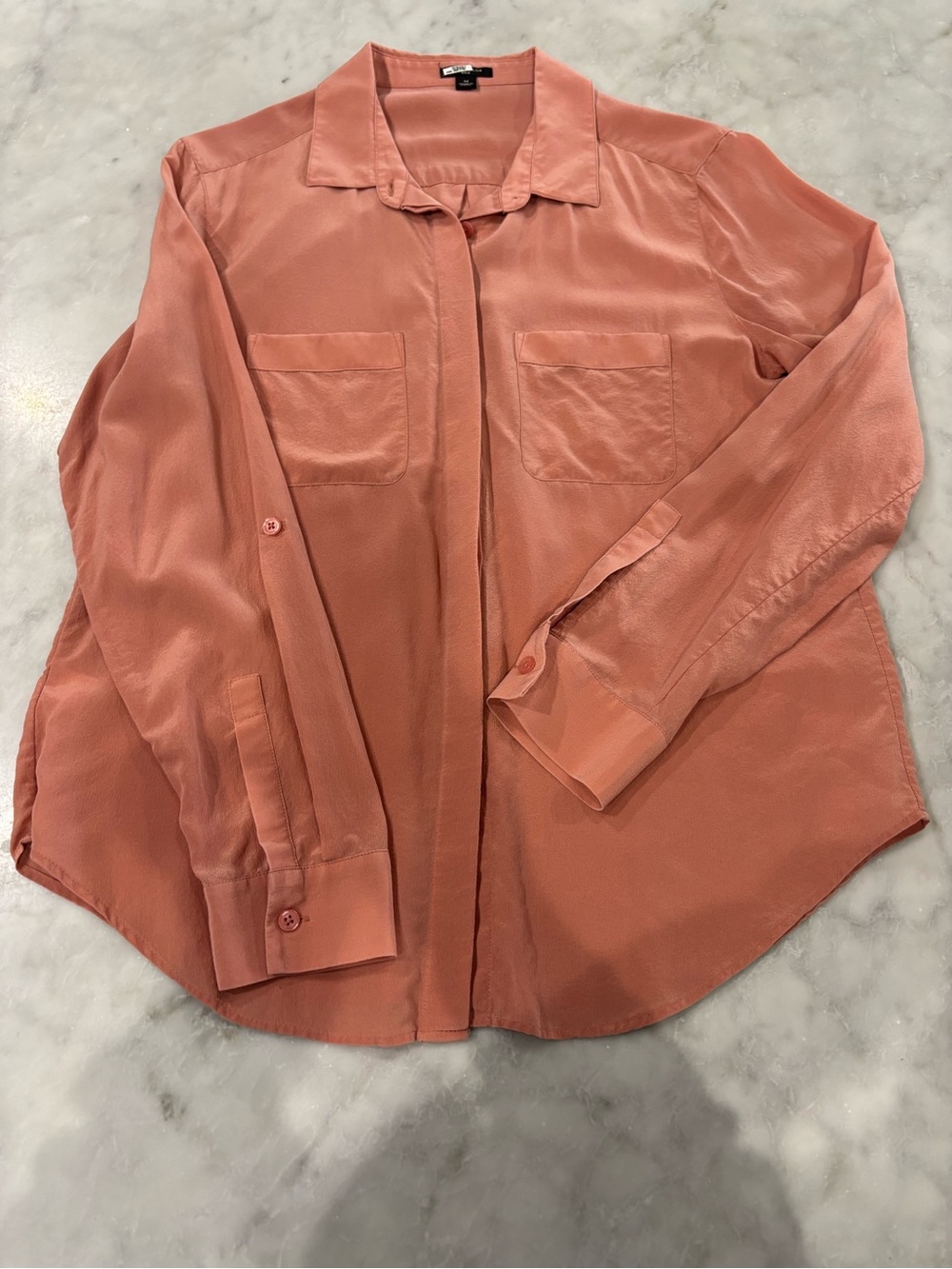 Ann Taylor Soft Pink Silk Button Down Shirt